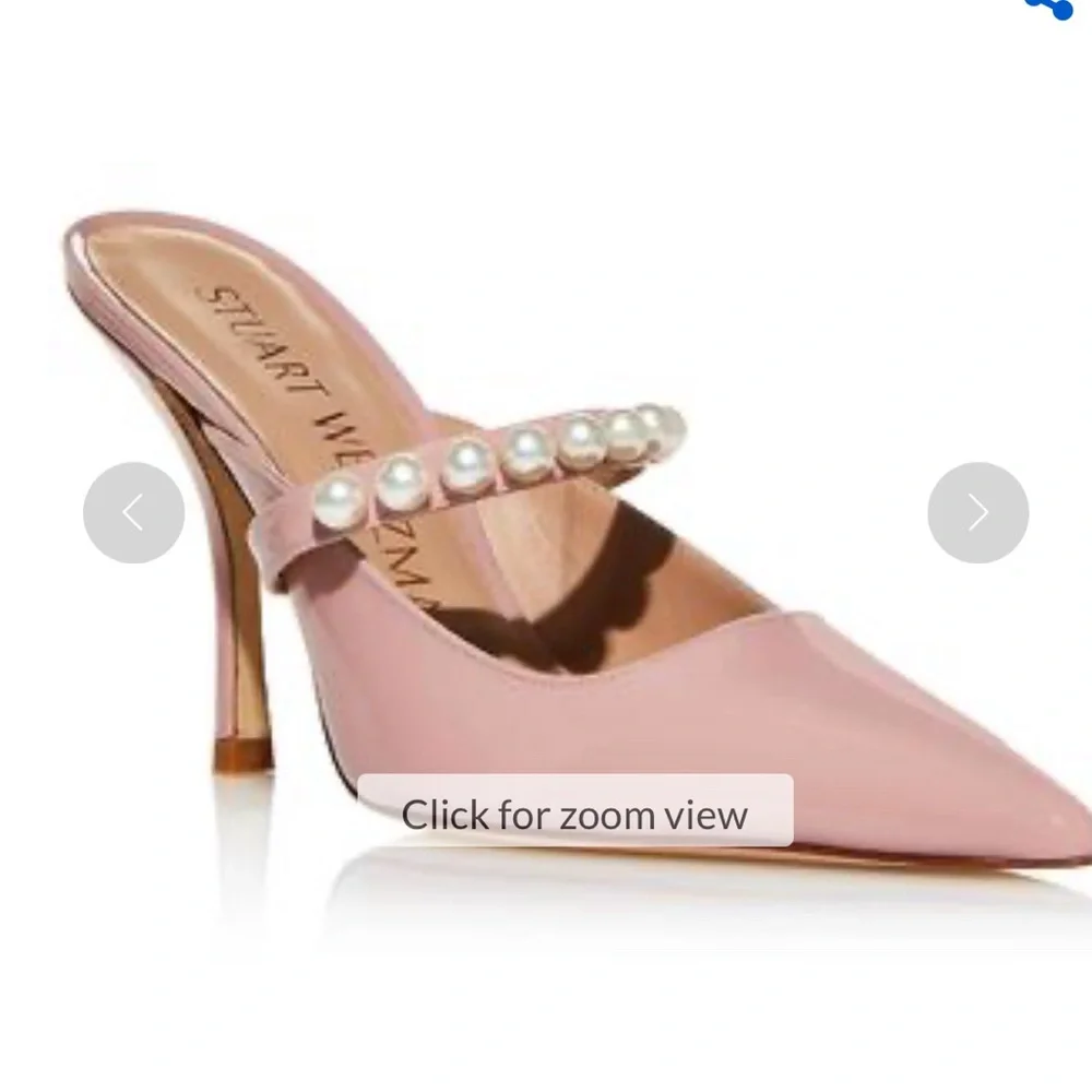 Stuart Weitzman Goldie Womens Patent Leather Slip On Pumps with pearls. - Picture 5 of 8